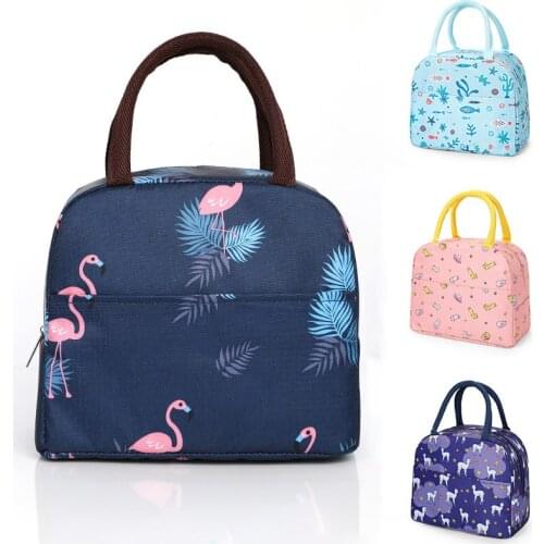 Print Portable Waterproof Oxford Lunch Bag Insulation Package Kids Bento Cooler Bags High-capacity Breakfast Food Box
