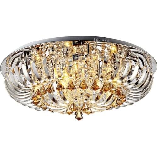 New Modern Crystal Round Living Room Ceiling Light Luxury Stainless Steel Ceiling Lamp Noble Bedroom Ceiling Lighting Fixture