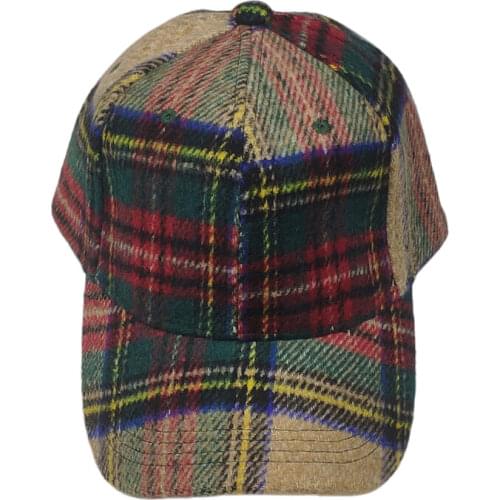 Adjustable plaid tweed vintage men cap country baseball hat dark grey lt.brown beige