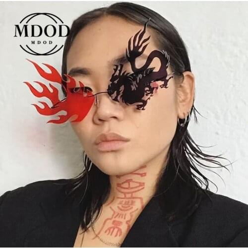 2020New Personality Frameless Concave Sunglasses Male and Female Prom Party Dragon and Phoenix Trend Glasses custom sunglasses
