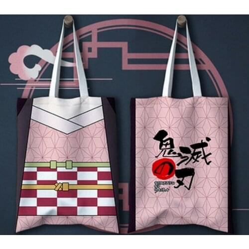 Demon Slayer Shopper Bag Anime Shopping Bags Kimetsu No Yaiba Canvas Tote Bag Handbags Harajuku Shoulder Bags Gift