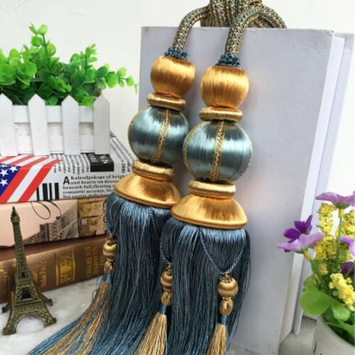 High quality Curtain Rope double ball curtain buckle strap hanging ball hook Tassels Tie Backs Home Decor Curtains Accessories