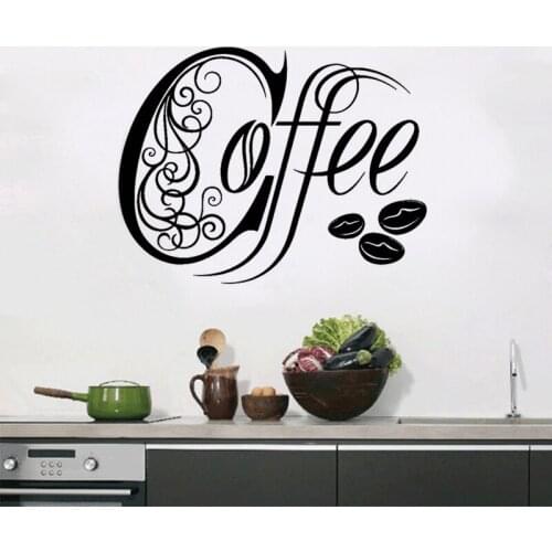 Creative Coffee Art Font Sticker Restaurant Kitchen Removable Vinyl Wall Stickers DIY Home Decor Waterproof Wallpaper JG1540