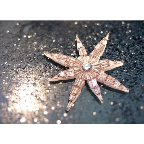 MADALENA SARARA Vintage AAAA Zircon Inlaid Brooch Gol Plated Copper Sea Star Style Fine Brooch Pin For Women Jewelry