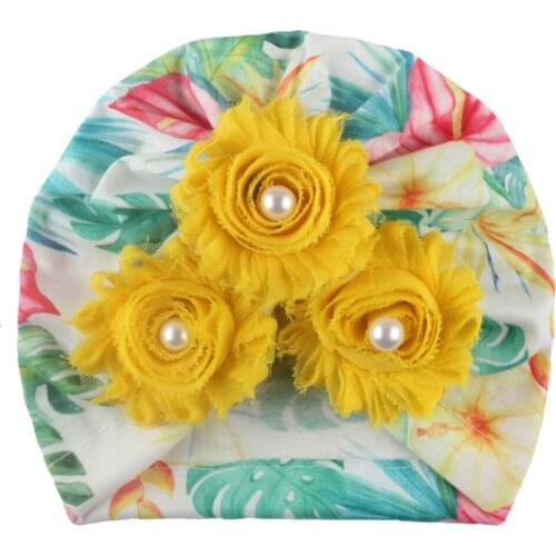 2021 Baby Accessories Clothing Infant Baby Girl Boy Winter Beanie Flower Warm Cap Crochet Knitted Pearls Hat Floral Turban