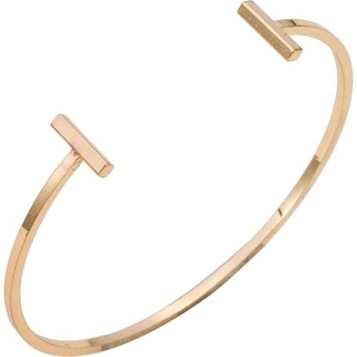 Yiustar 2018 New Hot Double Bar Women Bracelets& Bangles Simple Ajustable cuff bracelets Banges for Women indian bangles G005