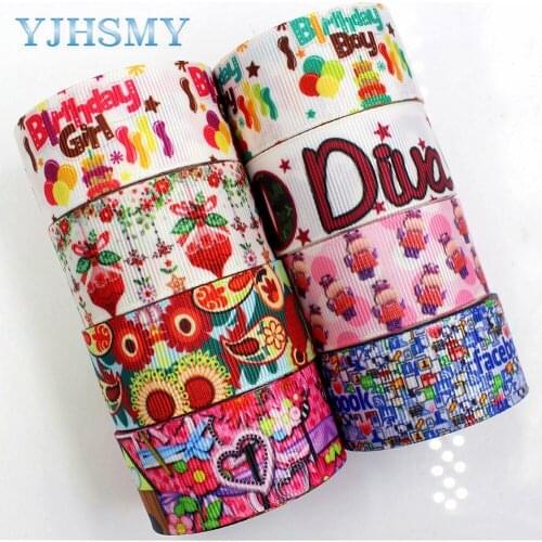 YJHSMY F-17616-716,25 mm 10 yards Cartoon Printed grosgrain ribbons,DIY handmade Hair accessories Material wedding gift wrap