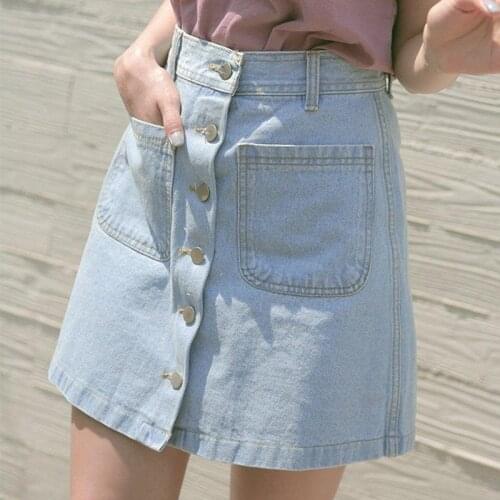 Woman Skirts Denim Skirt Female A- line Skirt 2021 Spring Summer High Waist One-Step Skirt Mujer Faldas Saias Mulher