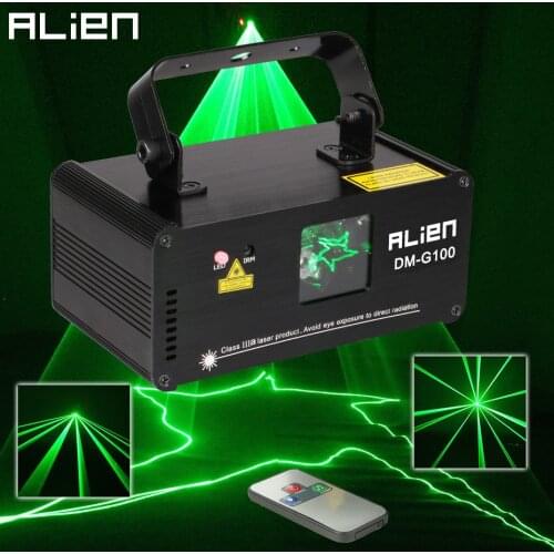 ALIEN DMX 100mW Green Laser Stage Lighting Scanner Effcet Xmas Bar Dance Party Show Light DJ Disco Laser Projector Lights