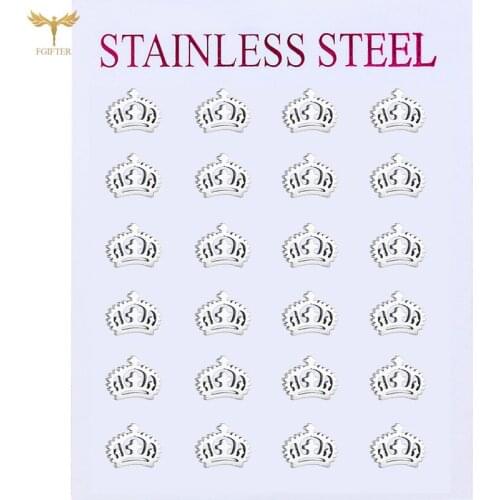 Religious Crown Stud Earrings Hollow Cross Men Woman Stud Earrings Stainless Steel Accessories Retro Woman Jewelry