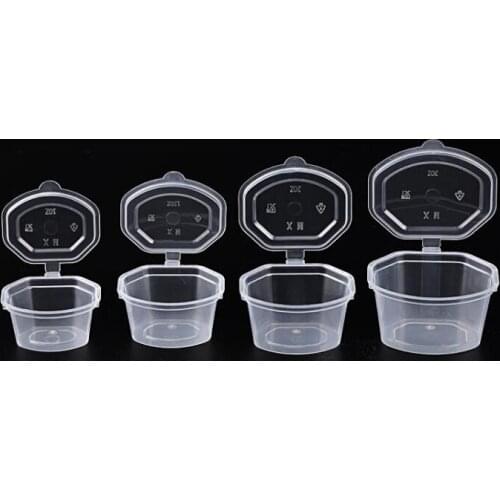 1/1.5/2/3oz Small Plastic Box Disposable Plastic Cups With Lids Thickening Sauce Container Bowl Seasoning Cup Tableware 100 Pcs