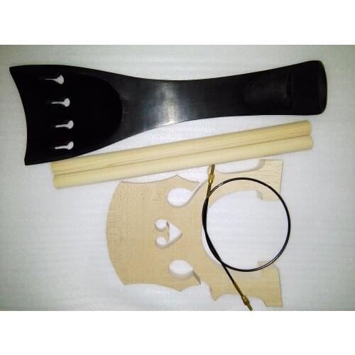 1 PC Ebony Double Bass Tail piece 3/4-4/4 Plus 1 PC maple bass bridge+2 post+1 pc steel gut 470mm