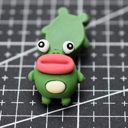 1pcs/lot resin flat back frog with big mouth 20mm Cabochons Hair Bow Center Card Frame Making Craft DIY