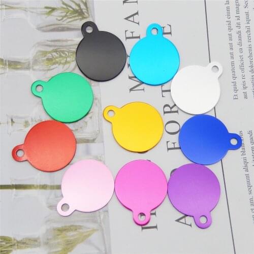 10Pcs Colorful Aluminium Dog Tag Cat Name Pet ID Tags Identity Plate Tags Round For Pets Necklace Pendants Accessory 31*25mm