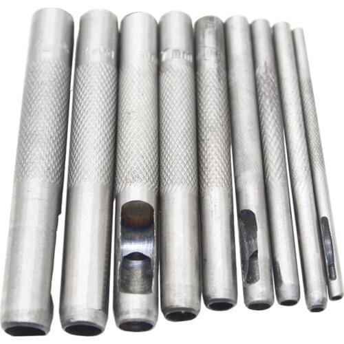 2set/Lot,9pcs/set 2.5-10mm New men and women leather perforated belt pads hollow hole steel punch machining tool Suit