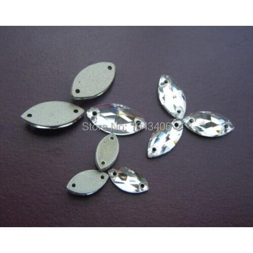 250pcs/lot 9x18mm Navette/marquise Sew on Glass Crystal Rhinestones crystal clear color Horse eye Sew On Stone with 2holes