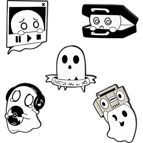 White Lapel Pins Enamel Badges Radio Headset Anime Brooches For Women Cute Decorative Pin Metal Badges Cartoons Brooch Jewelry