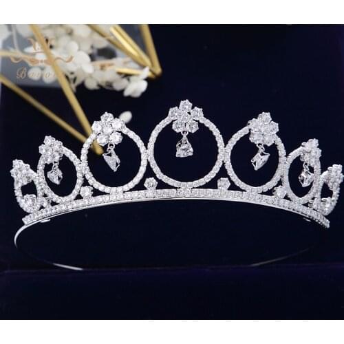 Elegant Cubic Zircon Tassel Wedding Tiaras Crowns Headpieces Brides Hairbands Wedding Hair Jewelry Gifts