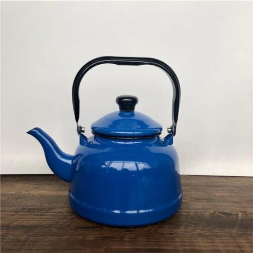 Enamel Enamel Kettle Pure Blue and Pure Red for Lovers Household Drinking Utensils New European Style Ancient Clock