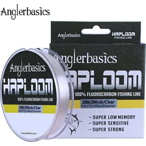 Anglerbasics 100% Fluorocarbon Fishing Line 200yds/182M Fly Or Lure Fishing Leashes Monofilament Leader Line 4LB-20LB