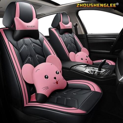 ZHOUSHENGLEE Leather car seat covers for skoda octavia a5 yeti kodiaq superb fabia 3 karoq seat alhambra ibiza leon fr ateca al