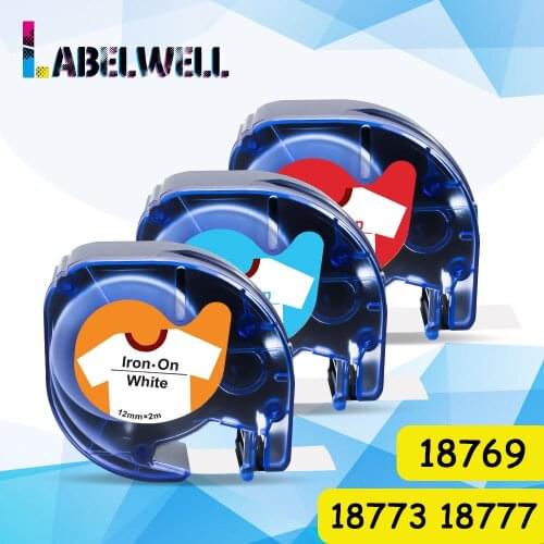 Labelwell Multicolor 18769 18773 18777 12mm Fabric Iron On Label for Dymo Letratag tape LT 18769 for Dymo LetraTag LT-100H QX-50