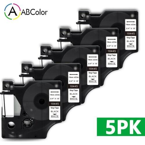 5PK Compatible Label Tapes for DYMO 18445 Rhino Permanent Vinyl Industrial Label Tapes For DYMO Rhino 4200 5200 5000 Label Maker