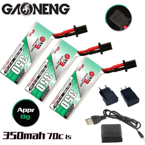 GNB 1S 3.8V HV Lipo Battery With Charger 350mAh 70C/140C GNB27 Plug for RC Racing Drone DIY Accessories Replacement Spare Parts