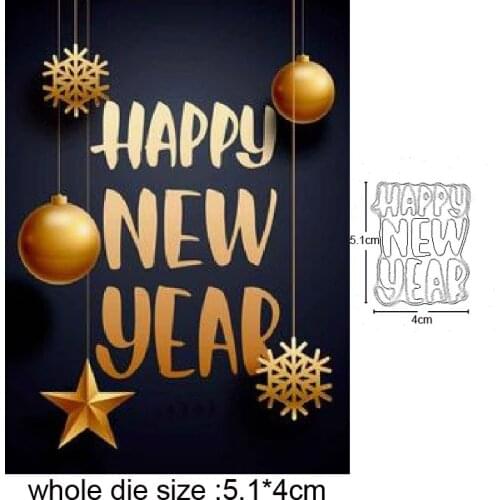 Happy new year 2021 Metal Cutting Dies Scrapbooking Stencil DIY Paper Card Decorative Embossing Die Cut Craft Dies