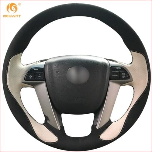 MEWANT Beige Leather Black Suede Car Steering Wheel Cover for Honda Accord 8 2008-2013 Odyssey 2011-2016 Pilot 2011-2015 Parts