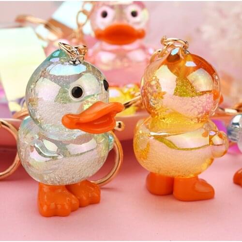Cute Colorful Duck Keychain Fashion Cartoon Duck Animal Key Ring Women Couple Bag Car Pendant Key Chains Accessories Gift
