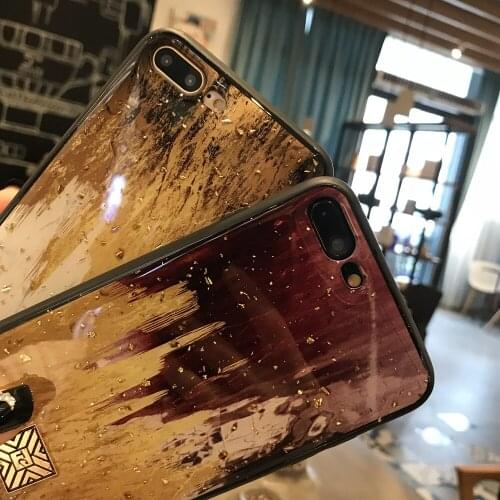 Cute Luxury Gold Foil Glitter Phone Case for iPhone 8 7plus 6 6s Plus X XS Max XR Soft TPU Silicone Cover Case