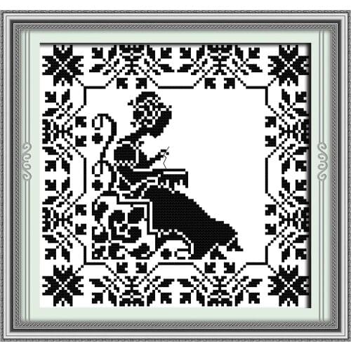 Monochrome embroidered mother cross stitch kit aida 14ct 11ct count printed canvas stitches embroidery DIY handmade needlework