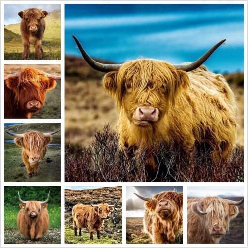 5D DIY Diamond Painting kit Full Round Drill Picture Of Rhinestones Diamond Embroidery Moasic Animal Cow Paint With Diamonds