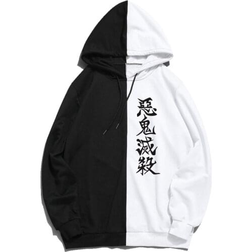2020 new Anime Demon Slayer Summer Splice Hoodie Print man woman Double Color Hoodies Pullover Sweatshirt Harajuku Thin Clothing