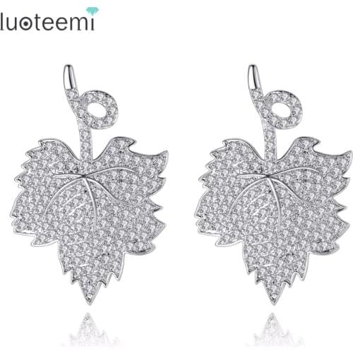 LUOTEEMI New Vintage Stud Earrings Micro Paved Tiny Shining Clear CZ Delicate Ear Accessories for Women Bridal Wedding Brincos
