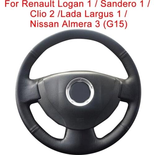 Steering Wheel Cover For Renault Logan 1 / Sandero 1 / Clio 2 /Lada Largus 1 /Nissan Almera 3 Leather Braid For Steering Wheel
