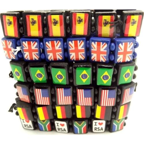 Wholesale 60 pcs mixing Football National flag BRACELET Wrist Chain Jewelry gift