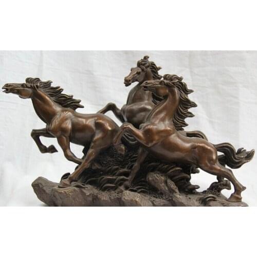 Song voge gem S2264 14 China Chinese Bronze Folk Zodiac Yea Tang success Horse Statue Feng Shui