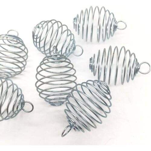 Pendants Silver Color For Crystals Stones Jewelry Making Craft Supply Spiral Stone Beads Cage