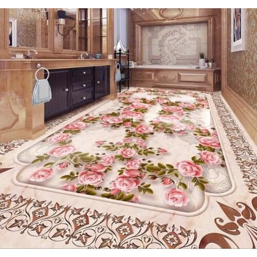 Custom 3d flooring Luxurious marble rose wallpaper 3d floor murals wallpapers for living room 3d flooring waterproof wall paper