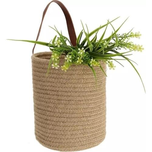 Hand-woven Storage Basket Cotton Rope Storage Bucket Desktop Stand Sundries Container Home Decoration Garden Flower Pot