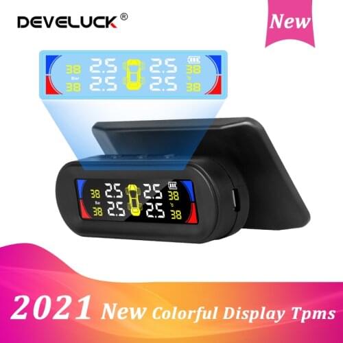 2021 New Colorful Display TPMS Automatic Brightness Control Solar Power Wireless Car Tire Pressure Monitor System LCD Screen
