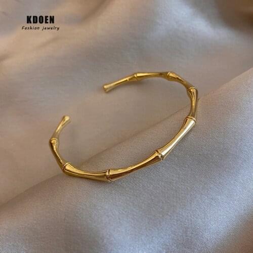 Advanced Design Sense Creative Bamboo Shape Gold Cuff Bracelet Fashion Simple Korean Jewelry For Woman Sexy Girls Bracelet