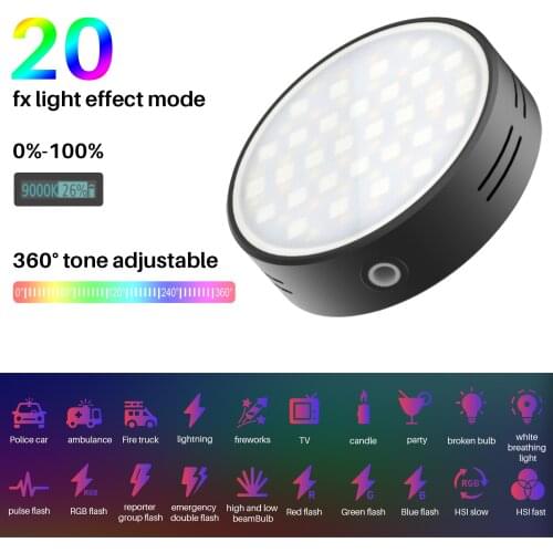 VIJIM R66 Mini RGB LED Video Light 2500-9000K Rechargeable CRI95+ Magnetic Adsorption Silicon Diffuser Cold Shoe for Vlog Live