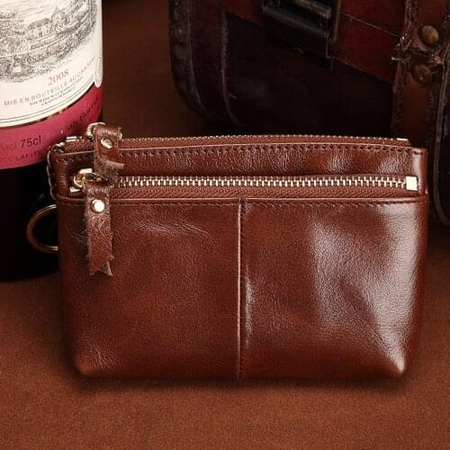 Oil Wax To Restore Ancient Ways Zipper Keybags High Quality Brand Card Bags Contracted Fashion Handmade Mens Wallet