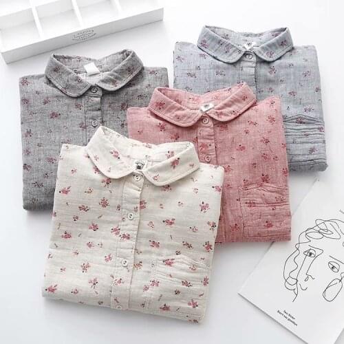 Women Shirt Ladylike Cotton Turn-down Collar Full Embroidery Prairie Chic Ladies Tops Women Blouses High Quality Japan Style