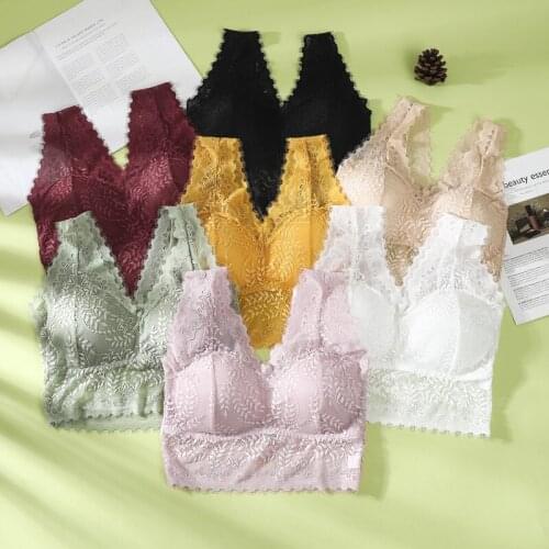 Sitonjwly Women Bras Lace Pad Push Up Wireless Bra Tube Top Sexy Bralette Plus Size Underwear Female Lingerie Sleep Brasieres