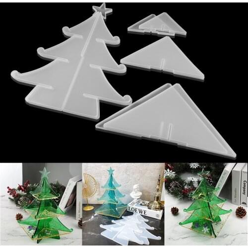 1 Pcs Christmas Tree Crystal Epoxy Resin Mold Big Storage Box Silicone Mold For DIY Holiday Ornaments Table Decorative Crafts