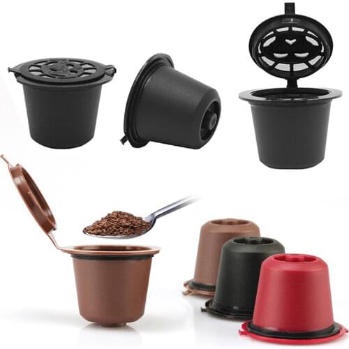 1Pcs Coffee Capsule Reusable Refillable Nespresso Coffee Capsule with Plastic Spoon Filter Pod Brush